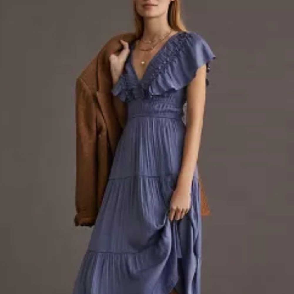 Ruffled tiered midi dress